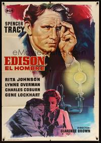 9t259 EDISON THE MAN Spanish R61 cool different art of Spencer Tracy as Thomas the inventor!