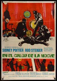 9t274 IN THE HEAT OF THE NIGHT Spanish '68 Sidney Poitier, Rod Steiger, cool crime art!