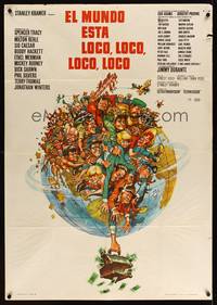 9t277 IT'S A MAD, MAD, MAD, MAD WORLD Spanish '64 great art of entire cast on Earth by Jack Davis!