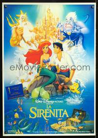 9t292 LITTLE MERMAID Spanish '90 Ariel & cast, Disney underwater cartoon!