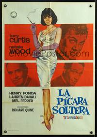 9t317 SEX & THE SINGLE GIRL Spanish '65 great full-length Jano art of sexiest Natalie Wood!