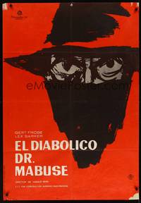 9t327 TESTAMENT OF DR. MABUSE Spanish '62 Gert Frobe, cool artwork of masked man!