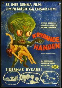 9t007 INVASION OF THE SAUCER MEN Swedish '57 classic AIP cabbage head alien & sexy girl art!