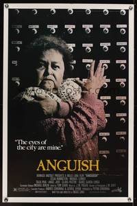 9v021 ANGUISH 1sh '87 the eyes of the city belong to creepy Zelda Rubinstein!