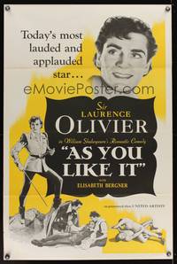 9v025 AS YOU LIKE IT 1sh R49 Sir Laurence Olivier in William Shakespeare's romantic comedy!