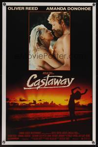9v047 CASTAWAY 1sh '87 Nicolas Roeg directed, Oliver Reed embraces sexy naked Amanda Donohoe!