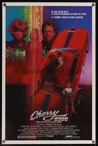 9v055 CHERRY 2000 1sh '87 cool Matthew Peak artwork, futuristic hot rod sci-fi, Melanie Griffith!