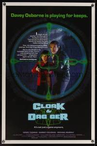 9v059 CLOAK & DAGGER 1sh '84 Henry Thomas plays video games and finds top secret documents!