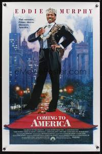 9v066 COMING TO AMERICA int'l 1sh '88 great artwork of African Prince Eddie Murphy by Drew Struzan!