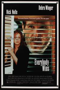 9v124 EVERYBODY WINS 1sh '90 Debra Winger & Nick Nolte, everyone's guilty & no one pays!