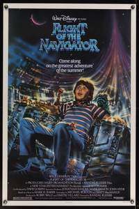 9v151 FLIGHT OF THE NAVIGATOR 1sh '86 Disney sci-fi, cool artwork of Joey Cramer in spaceship!