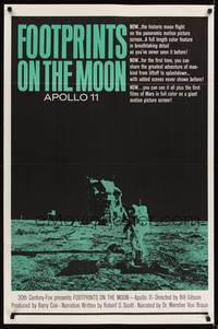 9v154 FOOTPRINTS ON THE MOON 1sh '69 the real story of the Apollo 11, cool image of moon landing!