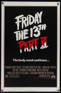 9v167 FRIDAY THE 13th PART II 1sh '81 summer camp slasher horror sequel, the body count continues!