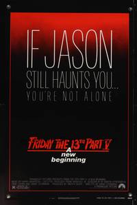 9v168 FRIDAY THE 13th PART V 1sh '85 New Beginning, Jason still haunts you, slasher horror sequel!