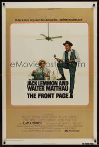 9v170 FRONT PAGE 1sh '75 art of Jack Lemmon & Walter Matthau, directed by Billy Wilder!