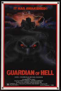 9v206 GUARDIAN OF HELL 1sh '86 artwork of creepy haunted house by C.W. Taylor!