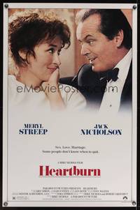 9v220 HEARTBURN 1sh '86 close-up of Jack Nicholson & Meryl Streep, directed by Mike Nichols!