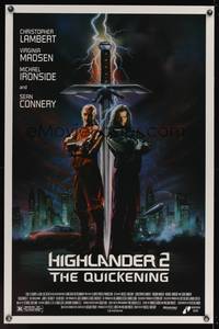 9v232 HIGHLANDER 2 1sh '91 great artwork of immortals Christopher Lambert & Sean Connery!