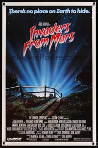 9v254 INVADERS FROM MARS rated PG 1sh '86 Tobe Hooper, art by Rider, there's no place to hide!