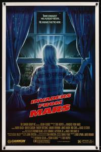 9v255 INVADERS FROM MARS rated R 1sh '86 Tobe Hooper, different art by Mahon, they're here!