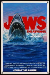 9v267 JAWS: THE REVENGE advance 1sh '87 art of the Great White Shark, this time it's personal!