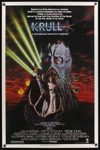 9v284 KRULL 1sh '83 great sci-fi fantasy art of Ken Marshall & Lysette Anthony in monster's hand!