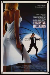 9v298 LIVING DAYLIGHTS int'l 1sh '87 Timothy Dalton as James Bond & sexy Maryam d'Abo with gun!