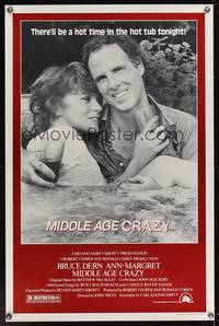 9v319 MIDDLE AGE CRAZY style B 1sh '80 different close up of Bruce Dern & sexy Ann-Margret!