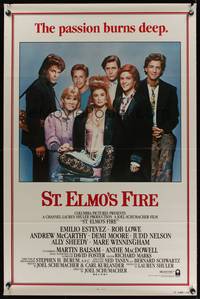 9v417 ST. ELMO'S FIRE int'l 1sh '85 Rob Lowe, Demi Moore, Emilio Estevez, Ally Sheedy, Judd Nelson