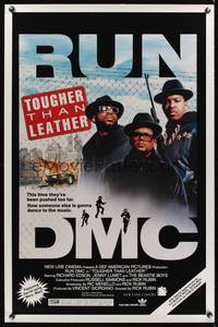 9v456 TOUGHER THAN LEATHER 1sh '88 great image of Run DMC, Darryl McDaniels, Jam Master Jay!
