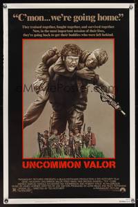 9v467 UNCOMMON VALOR 1sh '83 Gene Hackman, Fred Ward, Robert Stack, Vietnam War!