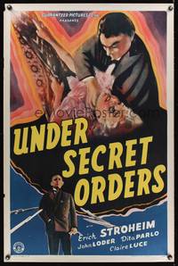 9v468 UNDER SECRET ORDERS 1sh '43 Erich von Stroheim, gripping expose of a most sinister spy ring!
