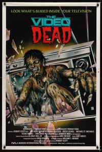 9v475 VIDEO DEAD int'l 1sh '87 great horror art of zombie coming out of TV set by Joann!