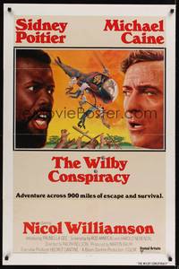 9v483 WILBY CONSPIRACY int'l 1sh '75 different close up art of Sidney Poitier & Michael Caine!