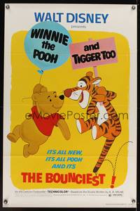 9v487 WINNIE THE POOH & TIGGER TOO 1sh '74 Walt Disney, characters created by A.A. Milne!