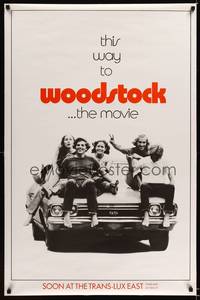 9v490 WOODSTOCK teaser 1sh '70 great image of teens sitting on a 1969 Chevy Chevelle SS!