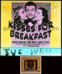 9w104 KISSES FOR BREAKFAST glass slide '41 Dennis Morgan between Jane Wyatt & Shirley Ross!