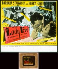 9w107 LADY EVE glass slide '41 Preston Sturges, different c/u of Barbara Stanwyck & Henry Fonda!