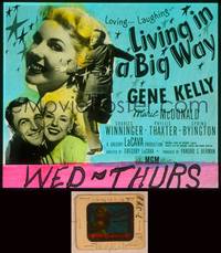 9w112 LIVING IN A BIG WAY glass slide '47 great images of Gene Kelly with pretty Marie McDonald!