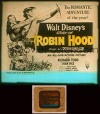 9w122 STORY OF ROBIN HOOD glass slide '52 Richard Todd with bow & arrow, Joan Rice, Disney