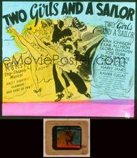 9w125 TWO GIRLS & A SAILOR glass slide '44 art of Van Johnson w/sexy June Allyson & Gloria DeHaven!