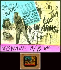 9w126 UP IN ARMS glass slide '44 Danny Kaye & sexy Dinah Shore, half-dressed Goldwyn Girls!