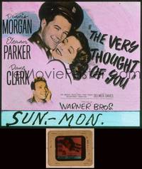 9w128 VERY THOUGHT OF YOU glass slide '44 c/u of Eleanor Parker & Dennis Morgan, Delmer Daves