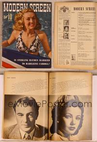 9w045 MODERN SCREEN magazine August 1942, Bette Grable in bathing suit from Footlight Serenade!