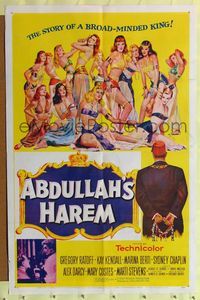 9x016 ABDULLAH'S HAREM 1sh '56 English sex in Egypt, art of 13 super sexy harem girls by Barton!