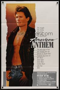 9x028 AMERICAN ANTHEM 1sh '86 huge image of shirtless Mitchell Gaylord!