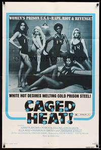 9x085 CAGED HEAT 1sh '74 first Jonathan Demme, Erica Gavin & sexy bad girls in prison!