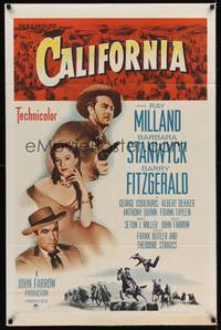 9x086 CALIFORNIA 1sh R58 Ray Milland, Barbara Stanwyck, Barry Fitzgerald!