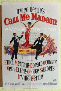 9x089 CALL ME MADAM 1sh '53 Ethel Merman, Donald O'Connor & Vera-Ellen sing Irving Berlin songs!