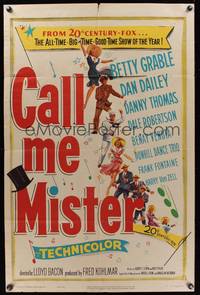 9x090 CALL ME MISTER 1sh '51 cool image of Betty Grable, Dan Dailey & cast on giant top hat!